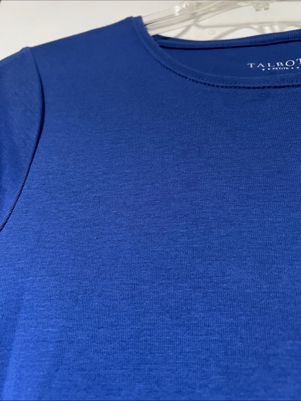 Talbots Short Sleeve Crewneck Tee in Bright Blue Size Medium Petite - Picture 5 of 5